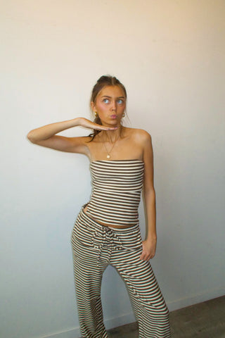 Brown Striped Cozy Tube Top