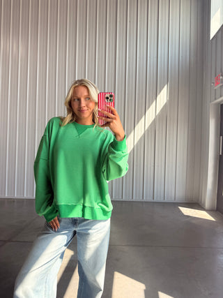 Green Striped Round Neck Sweater
