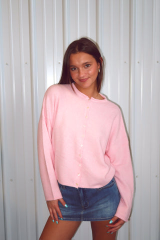 Baby Pink Button Down Cardigan