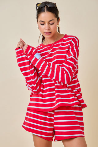 Red/Baby Blue Striped Lounge Long Sleeve