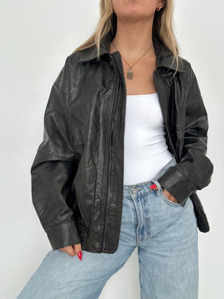 Dark Brown Faux Leather Jacket