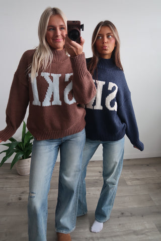 Brown & Blue Knit Ski Sweater