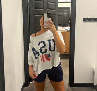 USA Cropped Oversized Tee Shirt