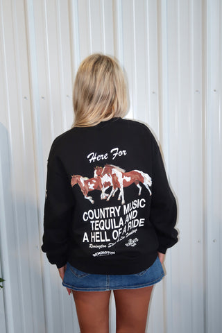 Los Sundays Tequila “The Hell Of A Ride Crewneck” - Black