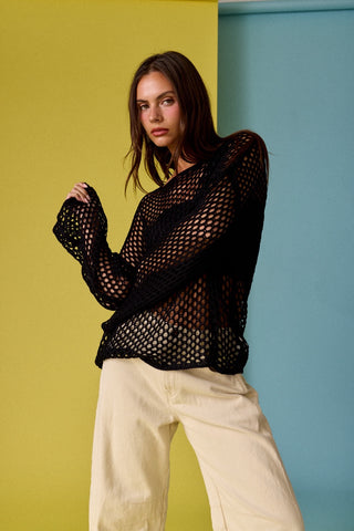 Black Crochet Long Sleeve