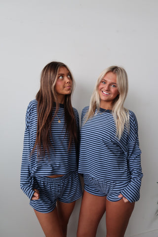 Cozy Blue Striped Long Sleeve