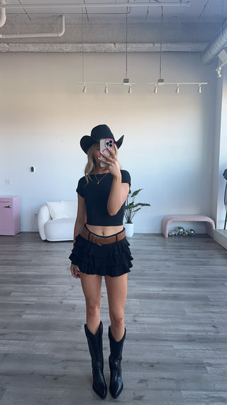 Ruffle Mini Skort With Belt