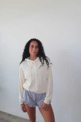 Cream Knit Hoodie Sweater