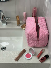 Load image into Gallery viewer, Pink Quilted Makeup Bag
