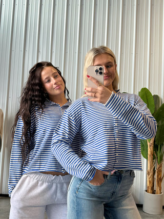 Elisa Blue & White Stipe Lightweight Cardigan