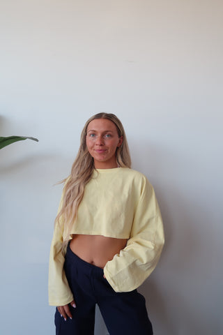 Pale Yellow Cropped Long Sleeve