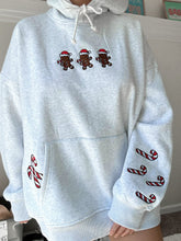 Load image into Gallery viewer, Grey Gingerbread Recipe Christmas Embroider Hoodie
