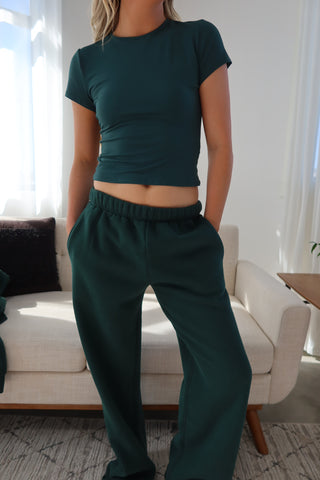 Dark Green Staple Wide Leg Sweatpants