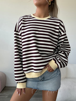 Butter & Burgundy Striped Sweater