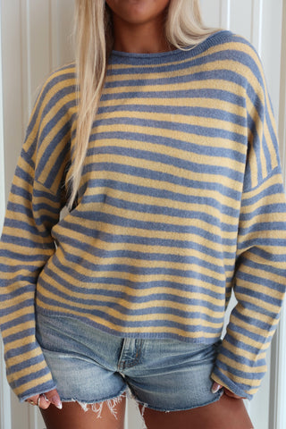 Blue And Yellow Striped Lightweight Sweater