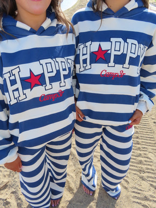Happy Camp3r Indigo Stripe Happy Hoodie