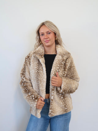 Deer Print Fur Coat