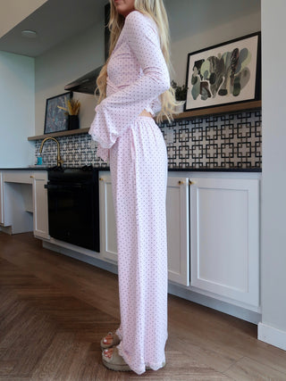 Flow Lounge Pants  - Pink/Black Polka Dot