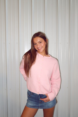 Baby Pink Button Down Cardigan