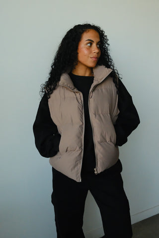 Taupe Puffer Vest