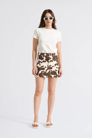 Daze Denim Malibu Mid Waist Mini Skirt- Spotted