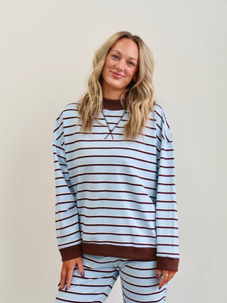 Blue/Brown Striped Mockneck