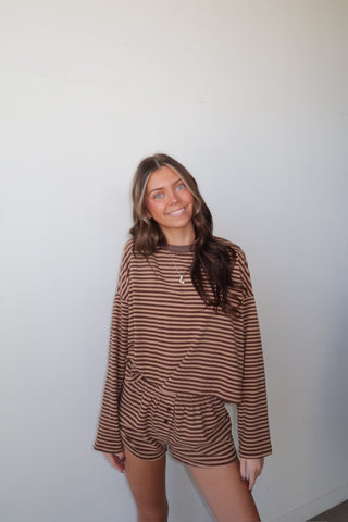 Cozy Brown Striped Long Sleeve
