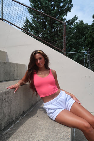 Neon Pink V-Neck Butter Soft Tank Top