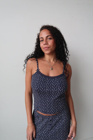 Navy Floral Pajama Tank