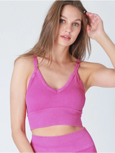 Load image into Gallery viewer, Vintage Magenta Ribbed V-Neck NikiBiki Bra Top
