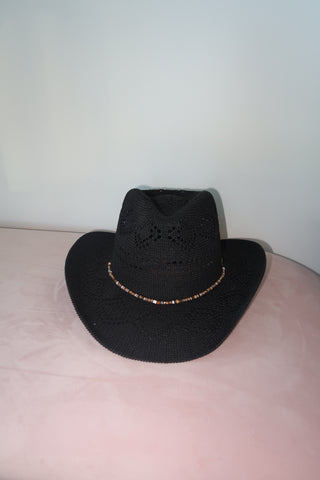 Black Cowgirl Hat With Beaded Trim