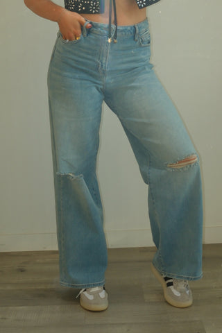 Hidden Nori Light Wash Jeans With Knee Distruction