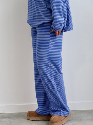 Blue & White Striped Lounge Pants