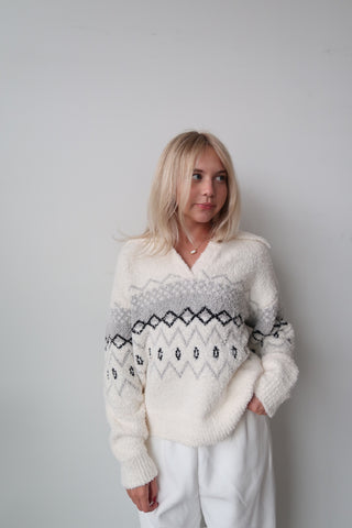 Thread & Supply Bernice Cream/Grey Sweater