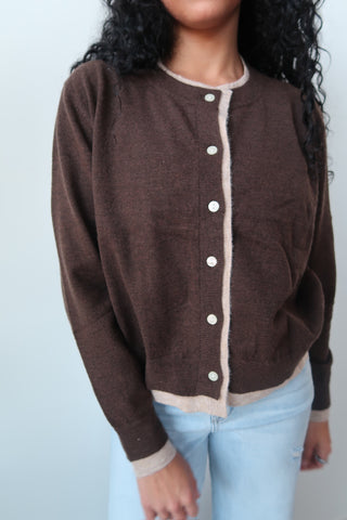 Color Contrast Button Down Cardigan