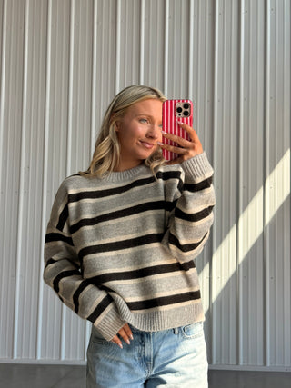 Brown & Grey Striped Sweater