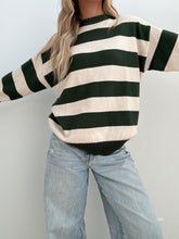 Load image into Gallery viewer, Green And Ivory Stripe Sweater
