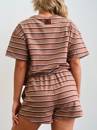 Brown/Espresso Striped Lounge Shorts