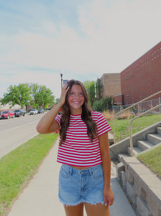 Red Stripe Short Sleeve T-Shirt