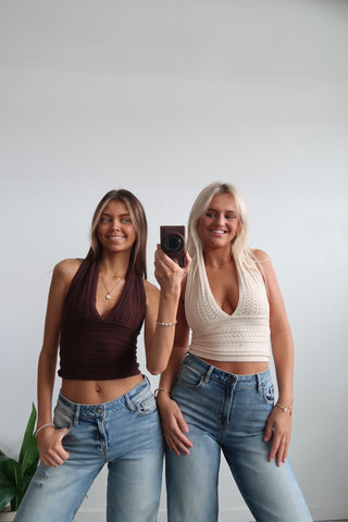 Cream Knit Halter Top