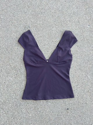 Plum Deep V Sculpt Short Sleeve Top
