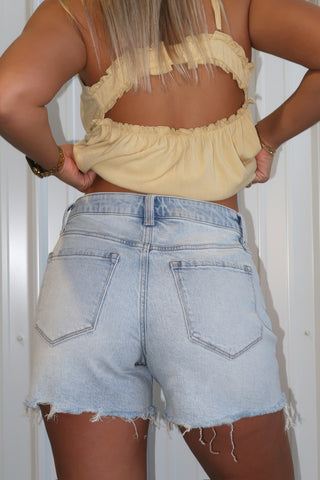 Dusty Yellow V-Neck Open Back Tank Top