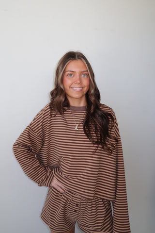 Cozy Brown Striped Long Sleeve