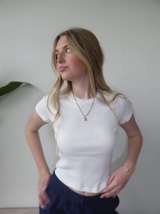 White Mid Length Baby Tee