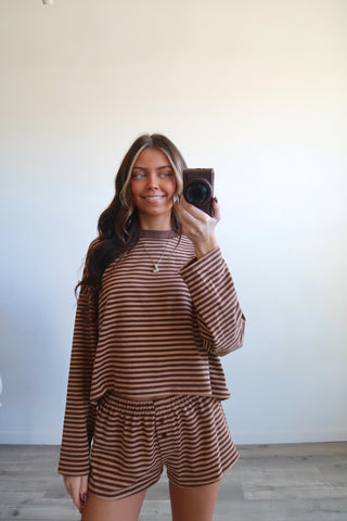 Cozy Brown Striped Shorts