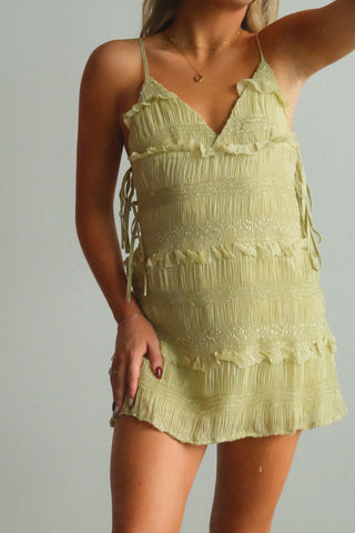 Light Sage Textured Mini Dress