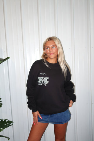 Los Sundays Tequila “The Hell Of A Ride Crewneck” - Black