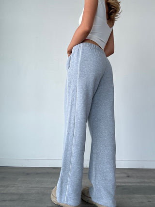 Heather Grey Staple Low Rise Side Stripe Wide Leg Sweatpants