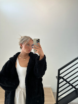 Fuzzy Hooded Cardigan