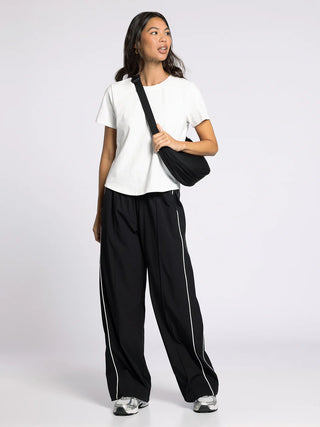 Thread & Supply Black Larissa Wide Leg Sporty Pants